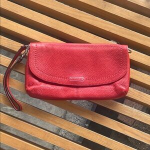 Coach Vibrant Red Leather Clutch 🔥